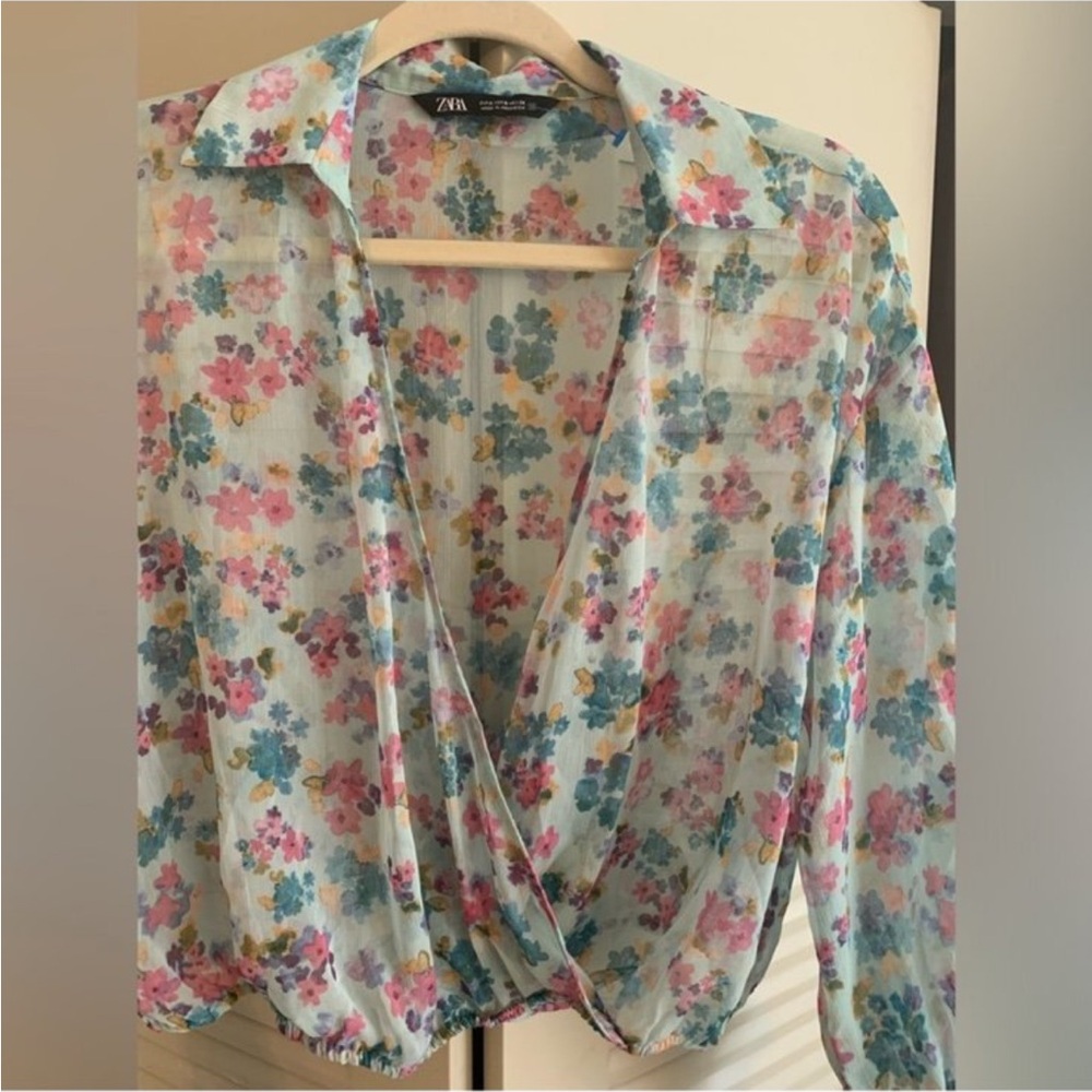 Zara Floral Blouse - Pink and Blue - Picture 2 of 12